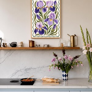 Vintage Iris Wall Art, Purple Botanical Floral Print, Cottage Decor, Digital Download image 5