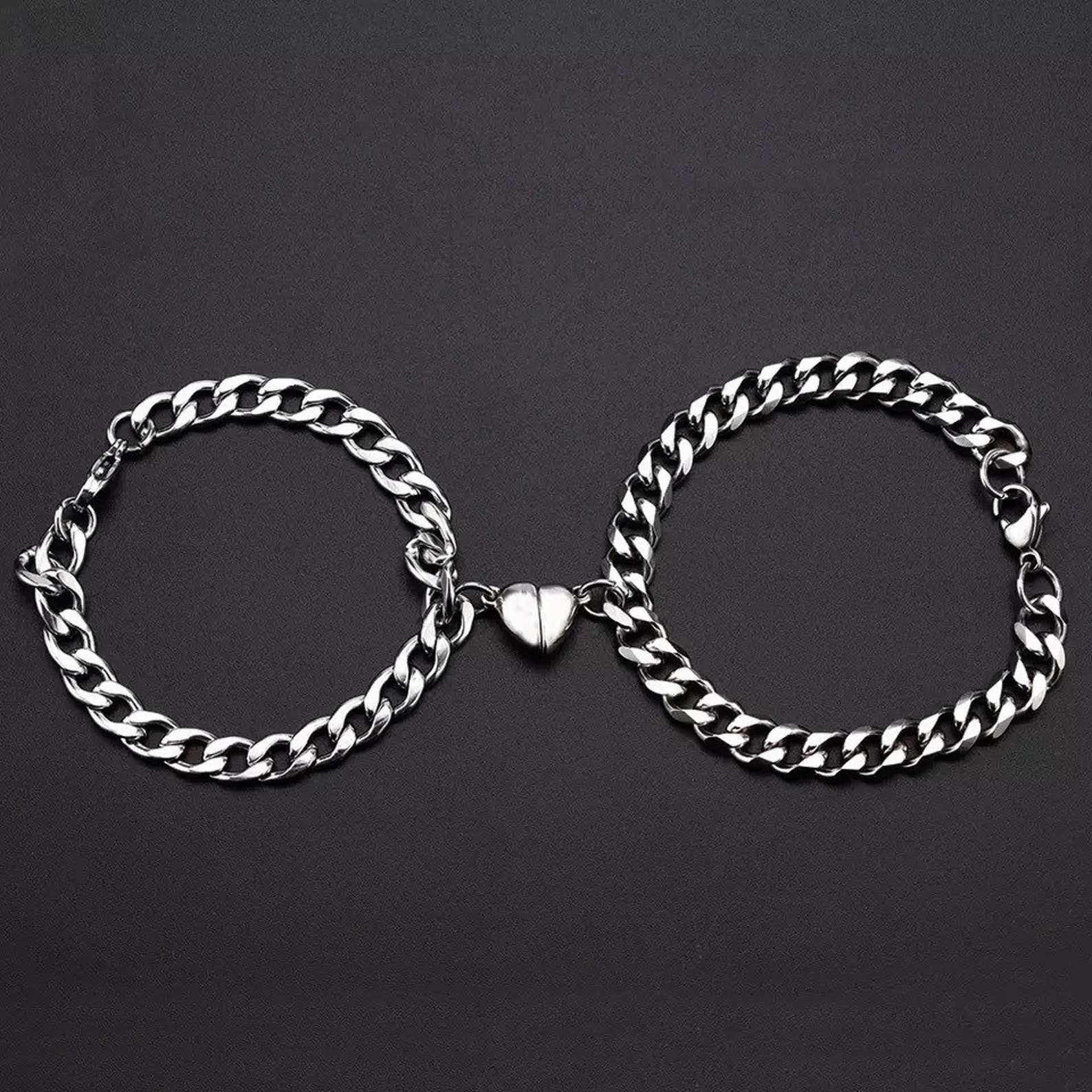 2 piece couples bracelet set half heart shaped Etsy