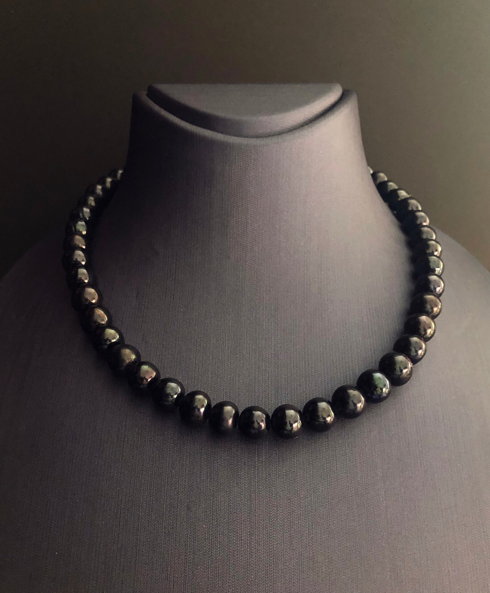 14 K Gold Black Pearl Necklace Sequined String Classic Etsy