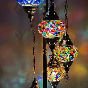 Türkische Lampe, marokkanische Stehlampe, türkische Stehlampe 5 Globe, Stehlampe mit kostenlosem Versand