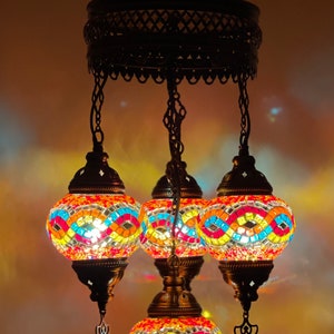 4 globo turco marroquino mosaico vidro pendurado lâmpada lustres de luz teto