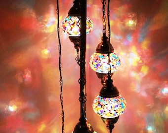 Turkish Floor Lamp 5 Glass, Moroccan Floor Lamp, Turkish Lamp , Floor Lamp with Free LED Bulb and Free Shipping