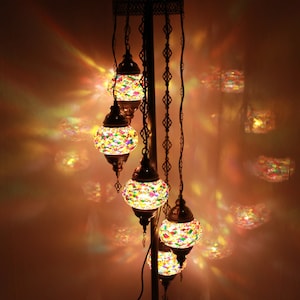 Turkish Floor Lamp 5 Glass, Moroccan Floor Lamp, Turkish Lamp , Floor Lamp with Free Shipping