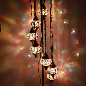 Turkish Floor Lamp 7 Glass, Moroccan Floor Lamp, Turkish Lamp , Floor Lamp with Free Shipping