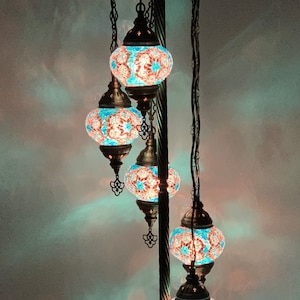 Lampa turecka, lampa podłogowa marokańska, lampa podłogowa turecka 5 Globe, lampa podłogowa z bezpłatną wysyłką