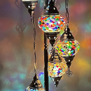 Türkische Lampe, marokkanische Stehlampe, türkische Stehlampe 5 Globe, Stehlampe mit kostenlosem Versand