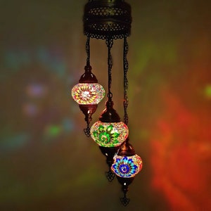 3 Globe Turkish Moroccan Mosaic Glass Hanging Lamp Ceiling Light Chandeliers