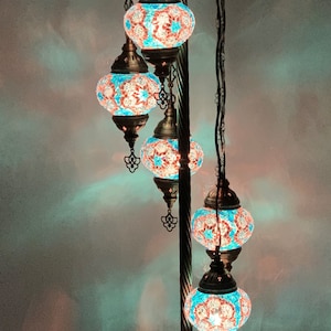 Lampa turecka, lampa podłogowa marokańska, lampa podłogowa turecka 5 Globe, lampa podłogowa z bezpłatną wysyłką