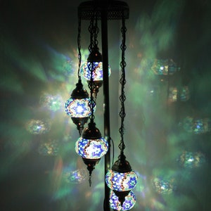 Türkische Lampe, marokkanische Stehlampe, Türkische Stehlampe 5 Globe, Stehlampe mit kostenlosen LED-Birnen und kostenlosem Versand