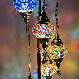 Turkish Floor Lamp 5 Glass, Moroccan Floor Lamp, Turkish Lamp , Floor Lamp with Free Shipping