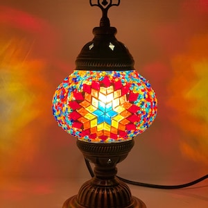 Fast and Free Delivery Turkish Table Lamp Multicoloured, Turkish Moroccan Mosaic Table Lamp Handmade Light Table Lamp CE Tested UK Approved