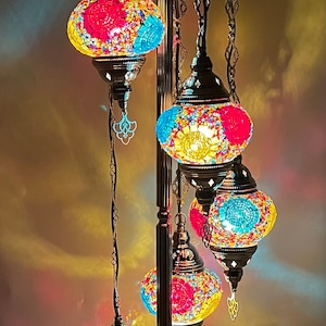 Turkish Lamp 5 Globe, Moroccan Floor Lamp, Turkish Floor Lamp, Floor Lamp with Free Shipping