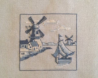 Windmills - finished cross stitch