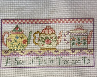 Tea Pots - finished cross stitch