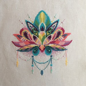 Lotus - finished cross stitch