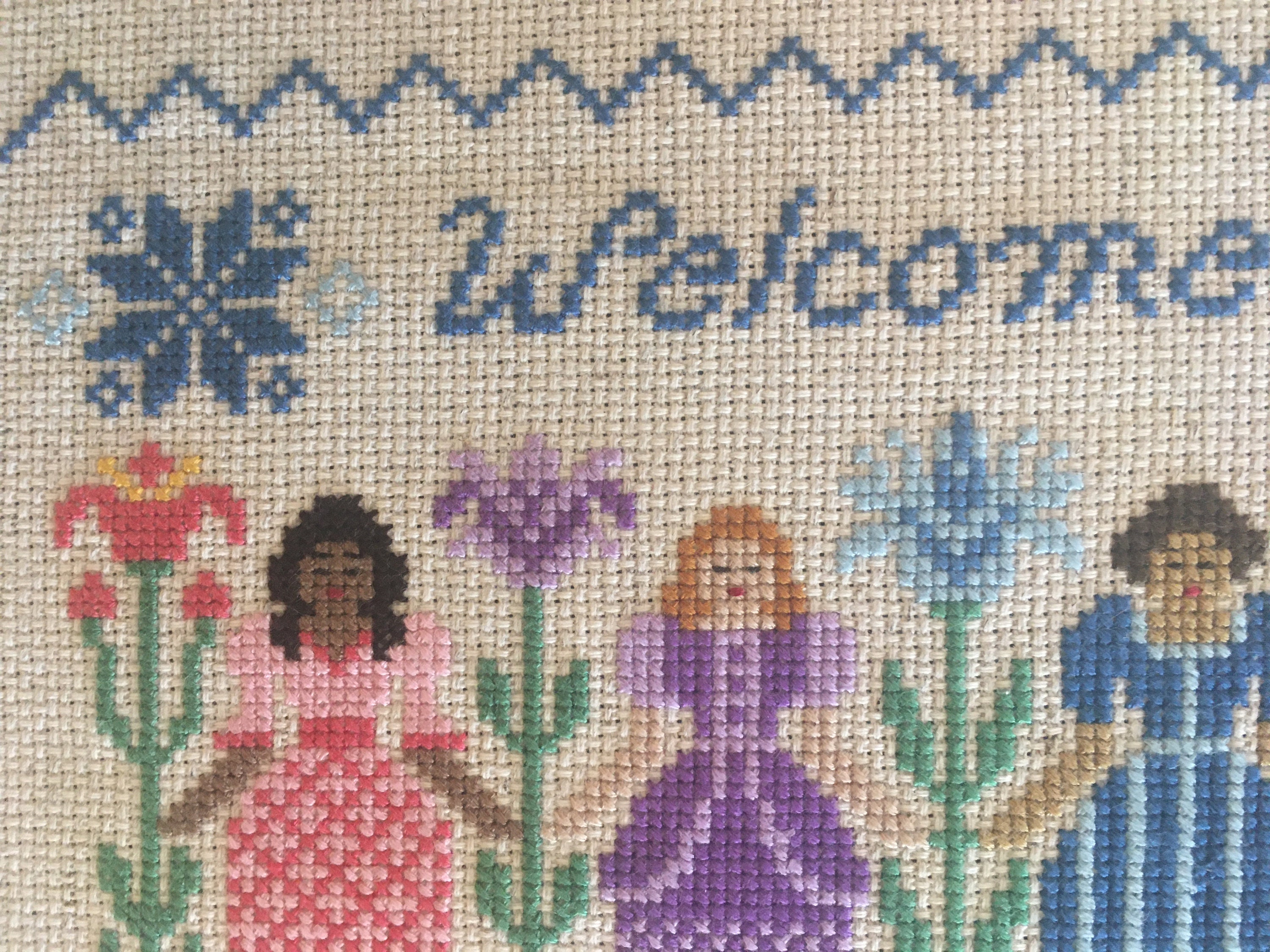 Welcome Spring Cross Spring Welcome - Finished Cross Stitch - Etsy