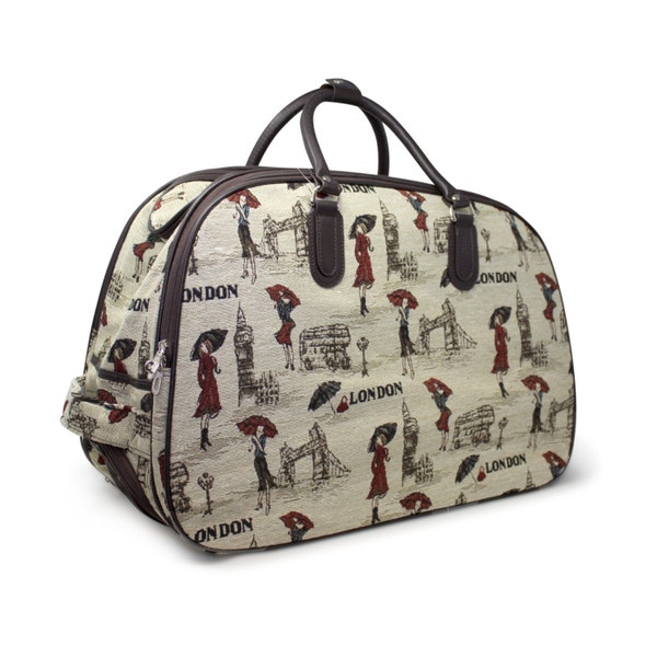 Ladies Travel Fashion Bag/Lady Print Travel Bag/Holiday Bag/Haul Handle Bag/Wheeled Duffle Bag
