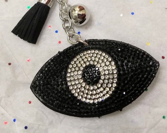 Black Evil Eye Keychain & Handbag Charm - evil eye charm, turkish eye charm, evil eye keychain, turkish eye keychain, gifts for women, gift