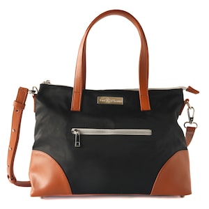 Fiona Tote Bag - Black Shopper Bag, Laptop & Tablet Bag, Travel Bag, Campus Bag, Double Handle Bag, Soft Flexible Tote Bag, Crossbody Bag