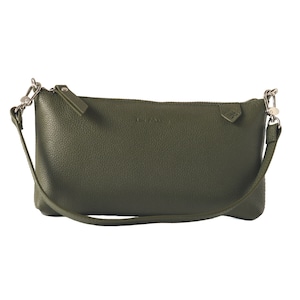 Elia Multiway Leather Shoulder Bag - Green - Handmade Convertible Clutch Crossbody – Minimalist Purse – Genuine Leather Bag – Made in Mexico