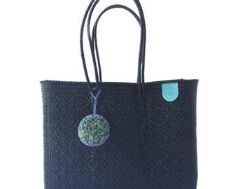 All Black Woven Super Tote | Handmade Mexican Artisan Beach Bag