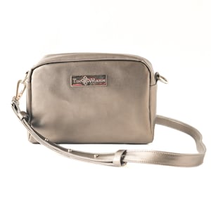 Ashley Crossbody Bag - Metallic Silver Camera Bag, Small Rectangular Crossbody Bag, Versatile, Bag with Strap, Multiple Colors Available