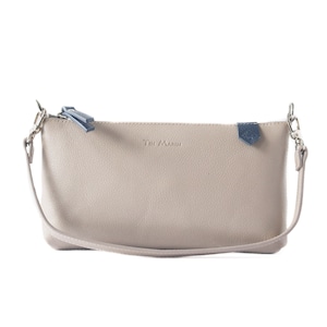 Bolso de hombro multiusos de piel Elia - Gris - Bolso de mano convertible hecho a mano - Monedero minimalista - Bolso de piel auténtica - Hecho en México