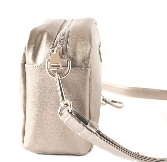 Ashley Crossbody Bag Metallic Silver Camera Bag Small Rectangular Crossbody Bag Versatile Bag with Strap Multiple Colors Available