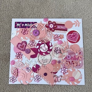 Saint-Valentin, Set découpé, Embellissements en papier, Pour album, Embellissement d’inspiration fait à la main pour cahiers, Pour cartes de vœux