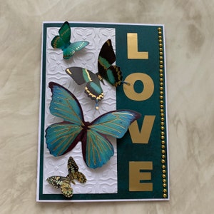 Carte. Amour. Carte faite à la main. Papillons! De belles cartes!