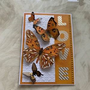 Carte. Amour. Carte faite à la main. Papillons! Belles cartes!