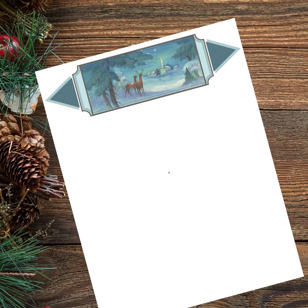 Printable Christmas Stationery Digital Download Instant Blue Church ...