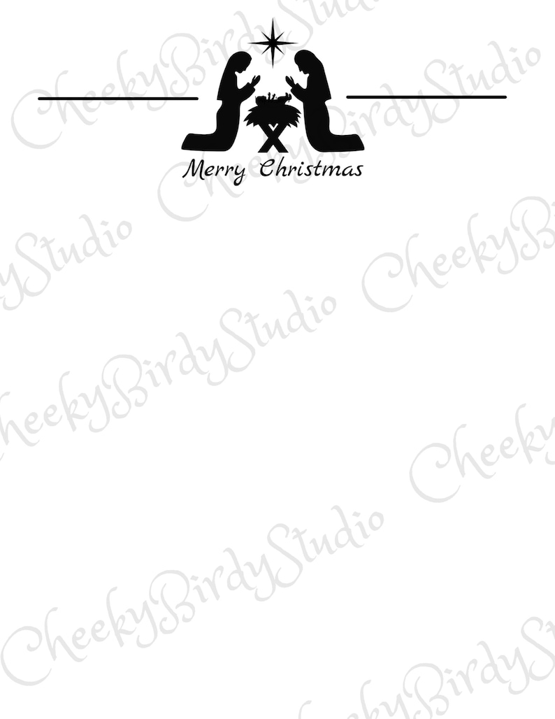 Printable Christmas Stationery Digital Download Nativity Holy Etsy