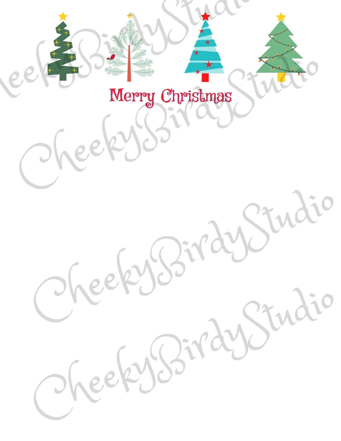 Printable Christmas Stationery Digital Download 2 Pages Instant ...