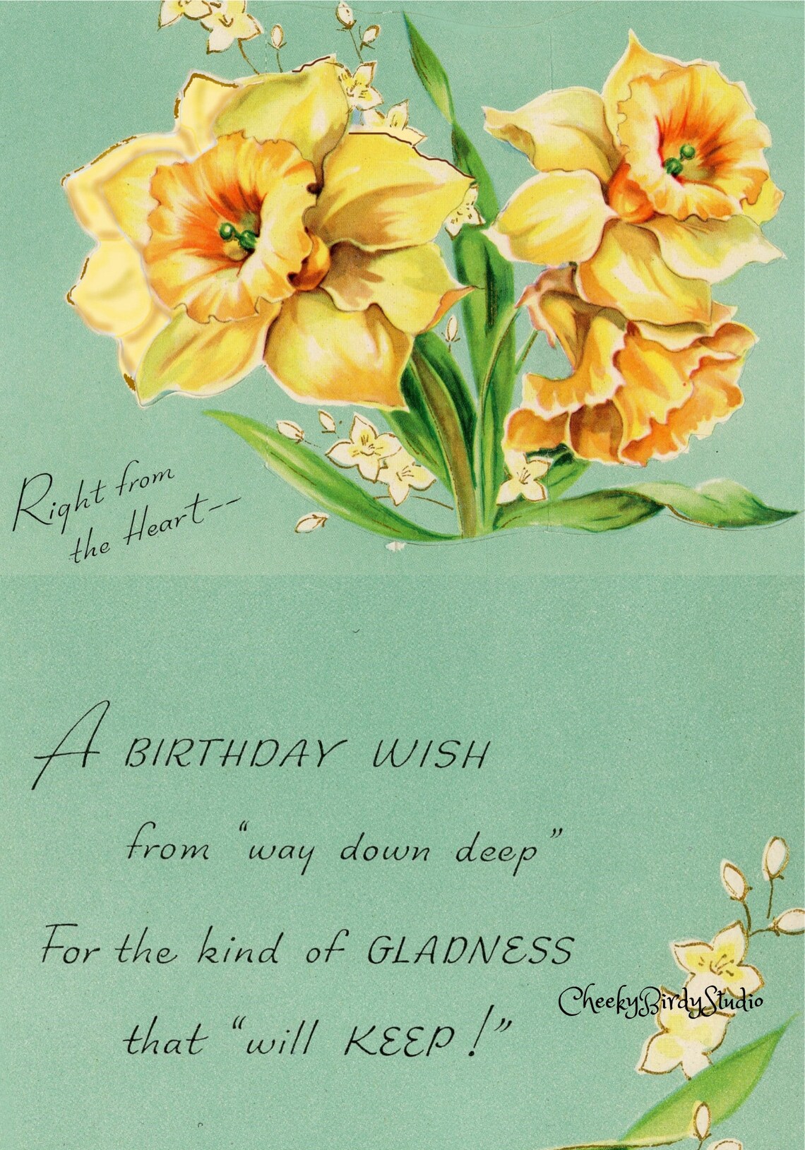 Daffodil Birthday Card 7x5 Instant Download With Etsy