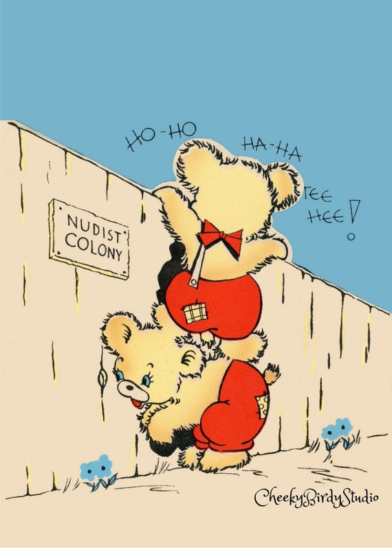 Teddy Bear Nudist Camp Novelty Birthday Card 5x Etsy
