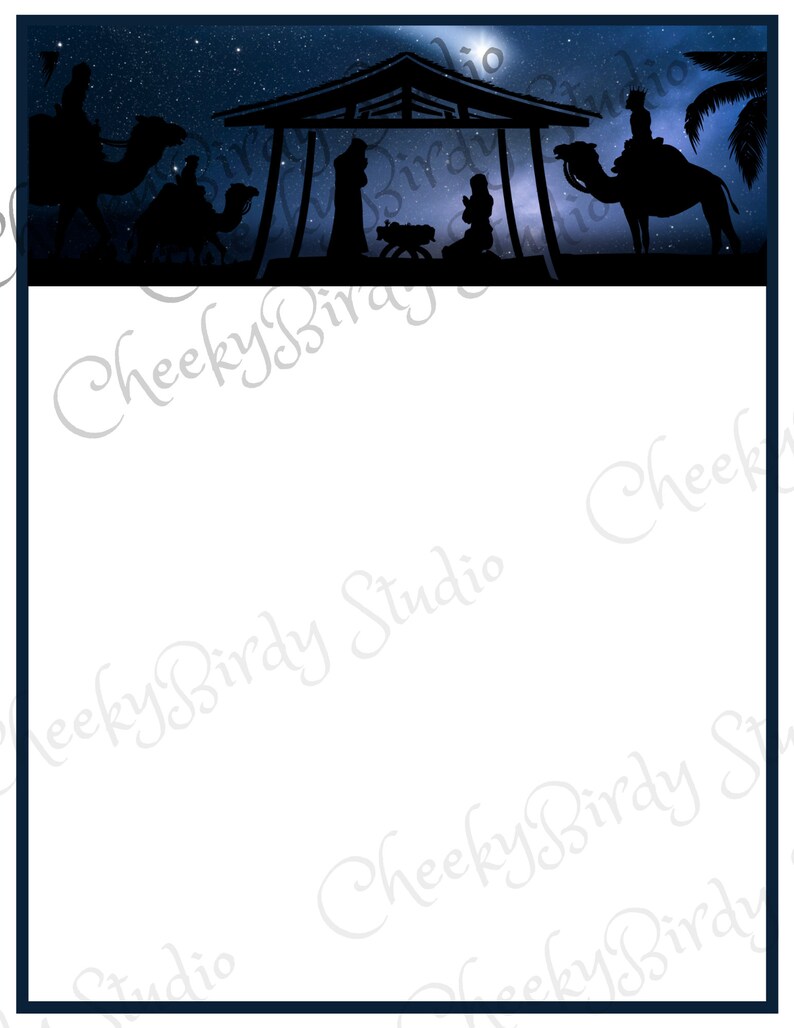 Printable Christmas Stationery Digital Download Nativity Holy Family ...
