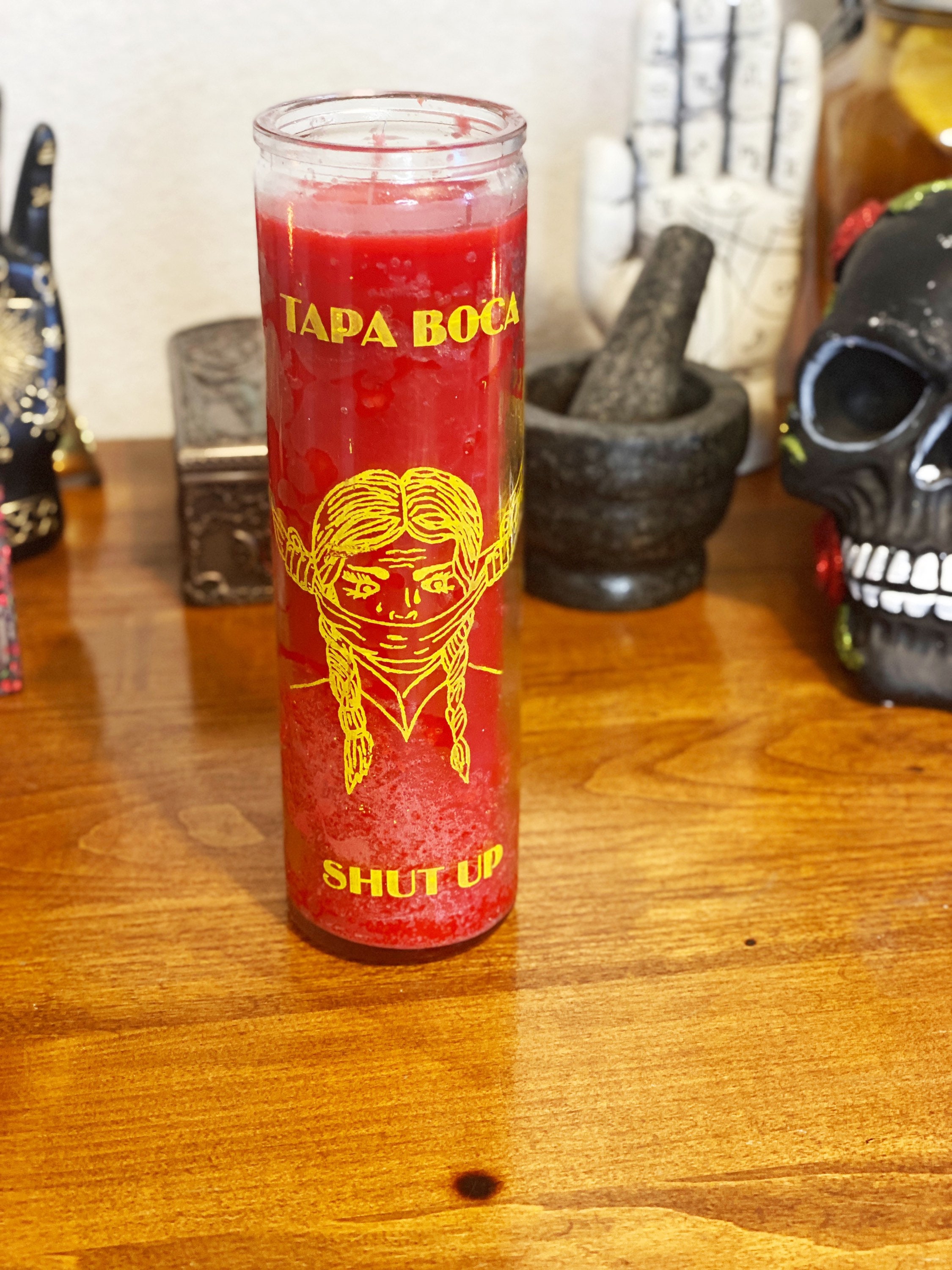 Shut up Tapa Boca Red 7 Day Candle Etsy