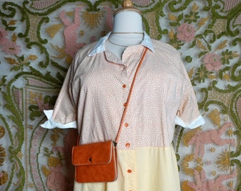 Vintage Button Front Two Tone Dress, 1X/2X