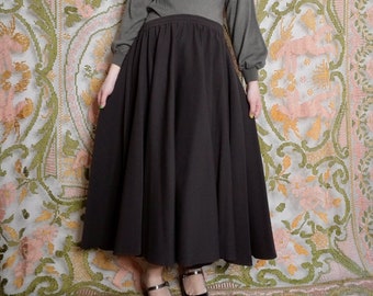 Vintage Cocoa Wool Skirt, XL