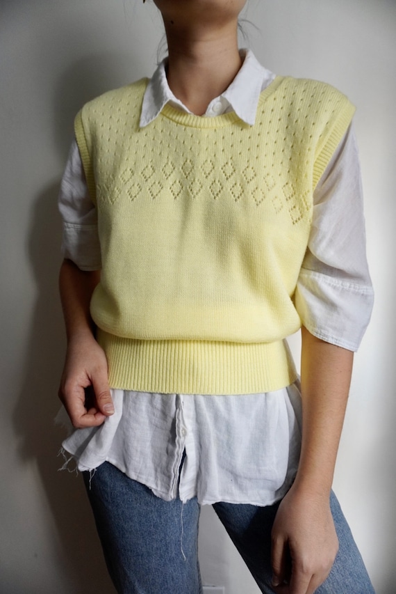 Vintage Lemon Pointelle Sweater Vest
