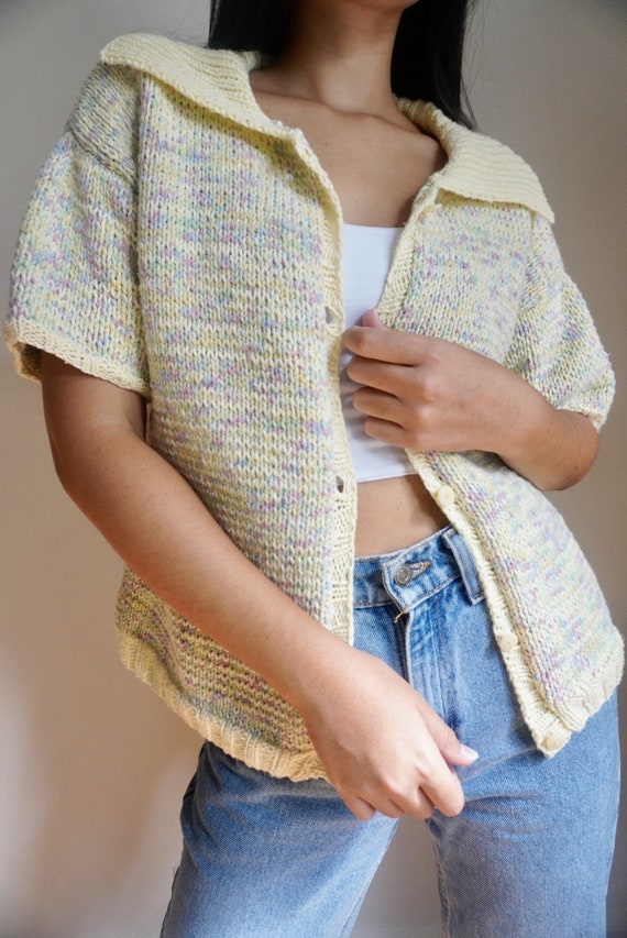 Vintage Funfetti Knit Short Sleeve Cardigan