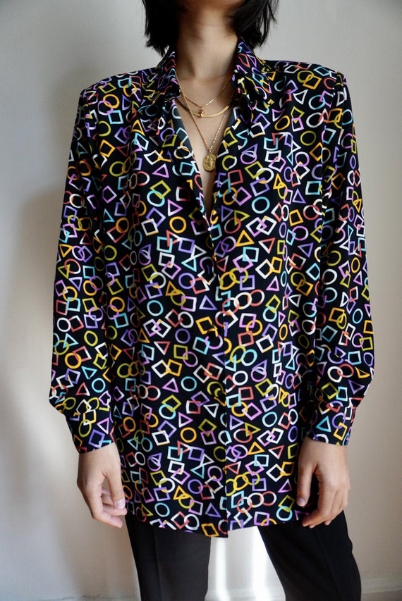 Vintage Colorful Shapes Blouse