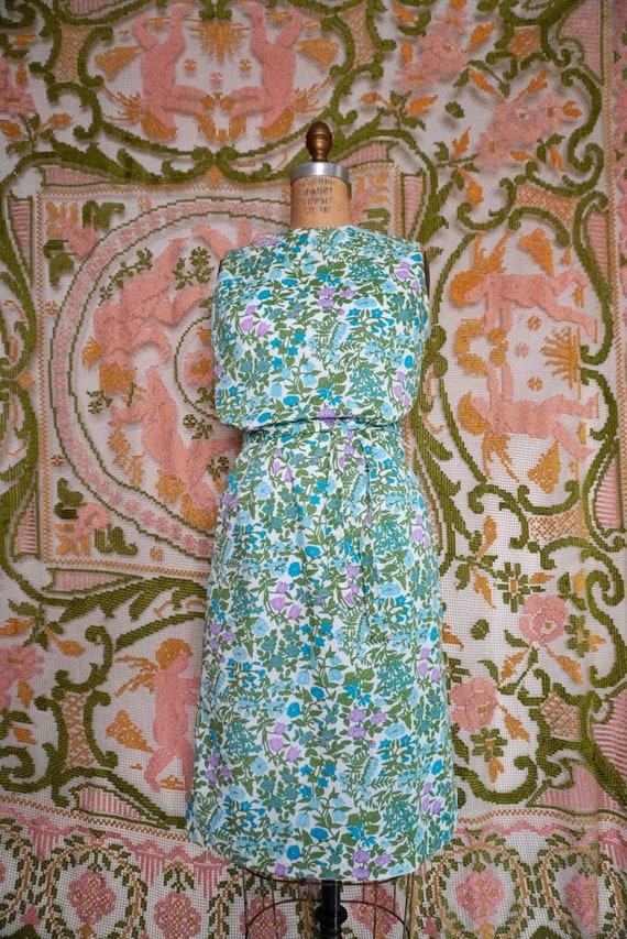 Vintage Leafy Floral Dress, XXS