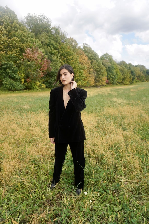 Vintage 1980's Black Velvet Blazer