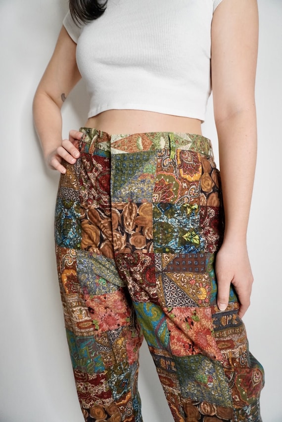 Vintage Custom Patchwork Quilt Pants, 37W - image 7