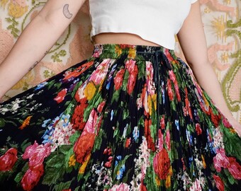 Vintage Floral Gauze Crinkle Skirt, S-M