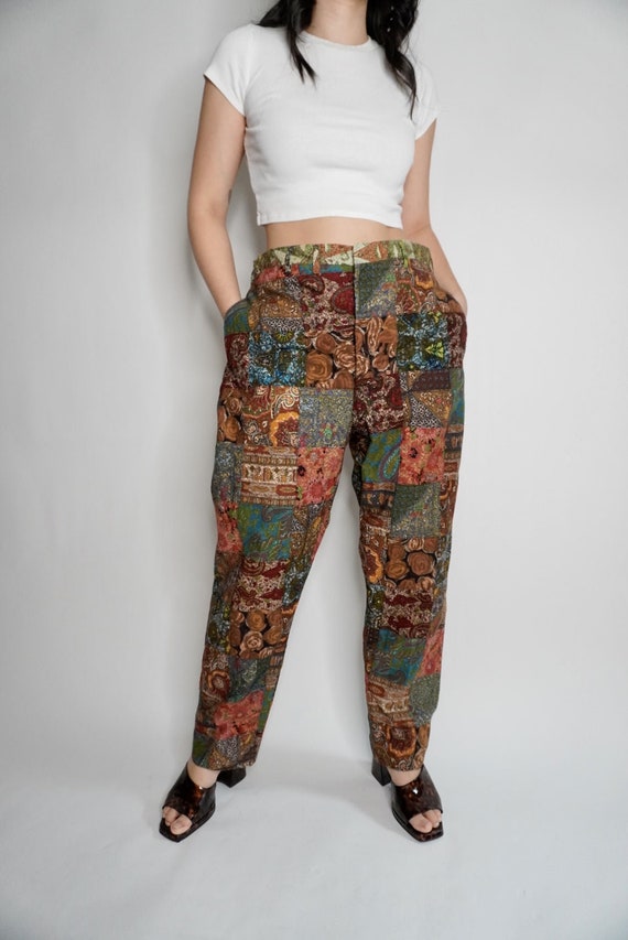 Vintage Custom Patchwork Quilt Pants, 37W - image 4