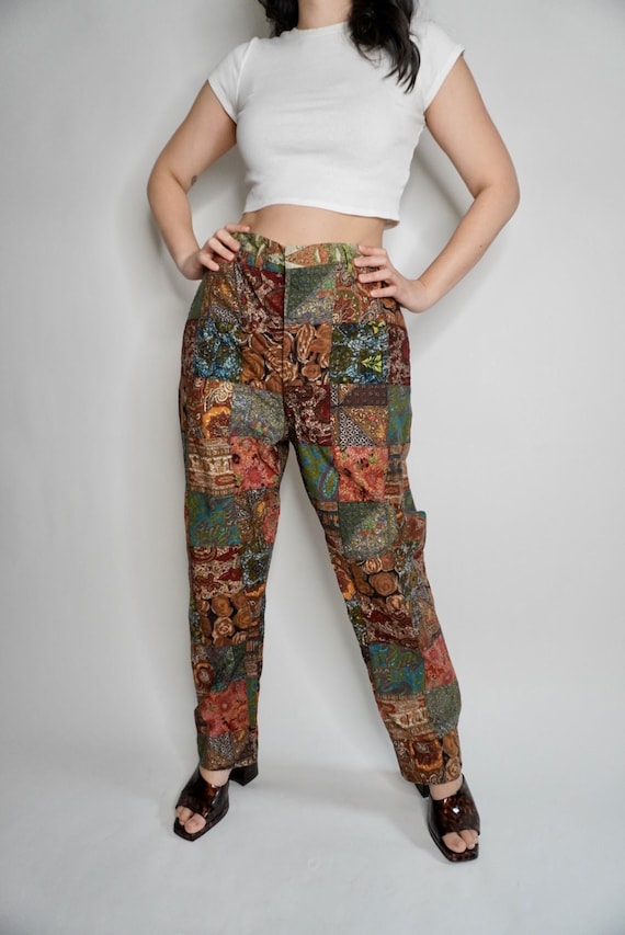 Vintage Custom Patchwork Quilt Pants, 37W - image 5