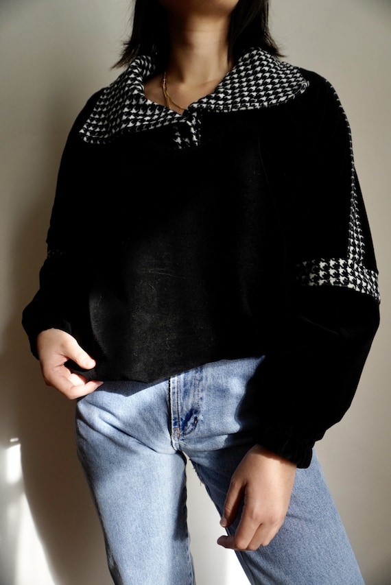 Vintage Plush Houndstooth Pullover